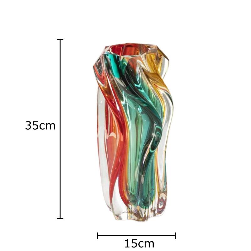 

Gradient Colored Stripes Glass Vase Creative Handicrafts Flower Pots Table Decoration Flowers Arrangement Room Aesthetic Decor