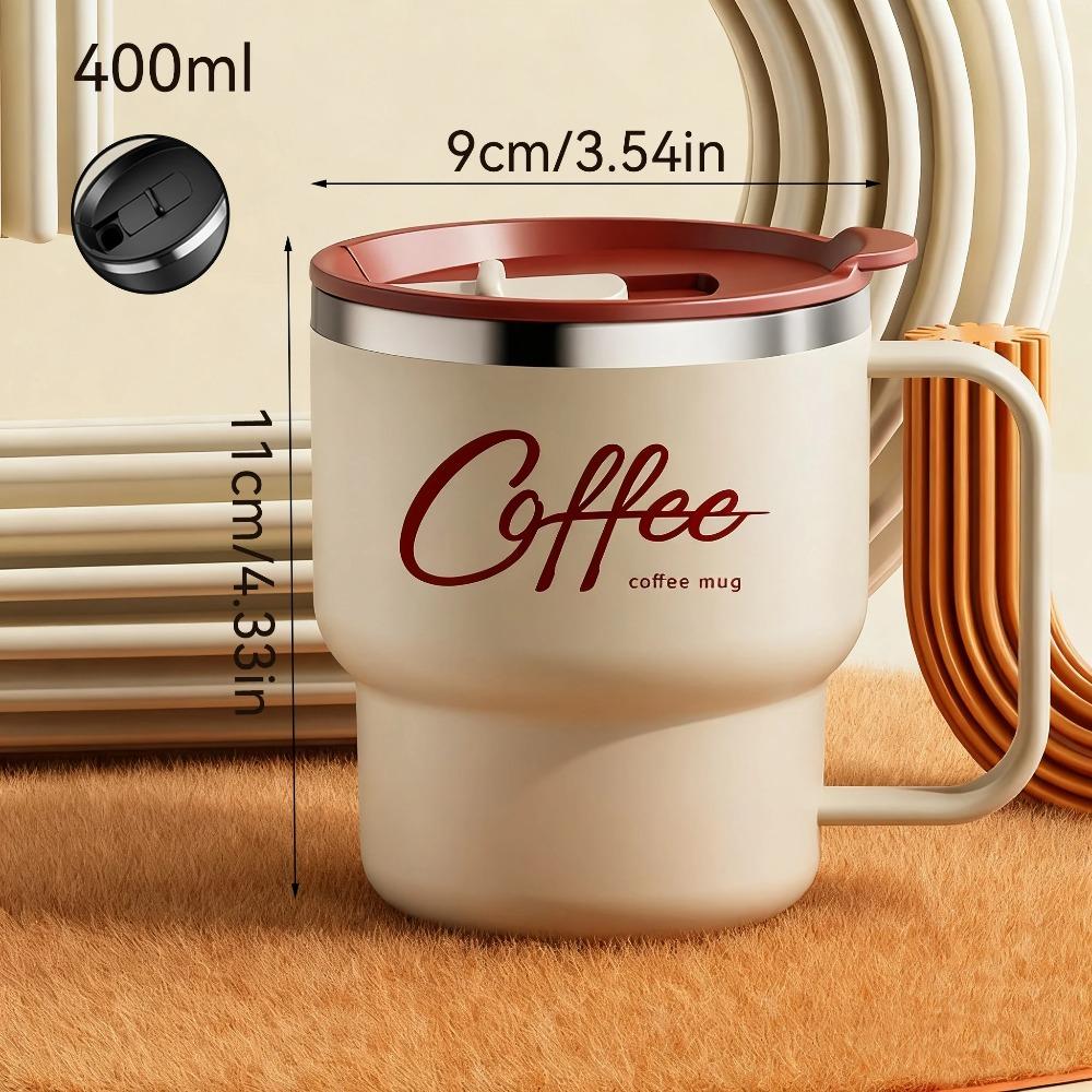 304 Stainless Steel Double Wall Insulated Coffee Cup With Handle Portable Students Leak-proof Water Cup Milk Coffee Mug