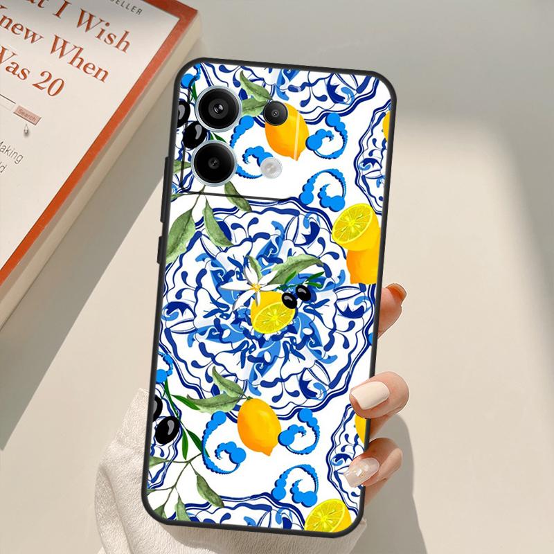 Mediterranean Lemon Funda For Xiaomi Redmi Note 14 13 10 11 12 15 Pro Plus Case For Redmi 15 14C 12C 10C 13C 15C