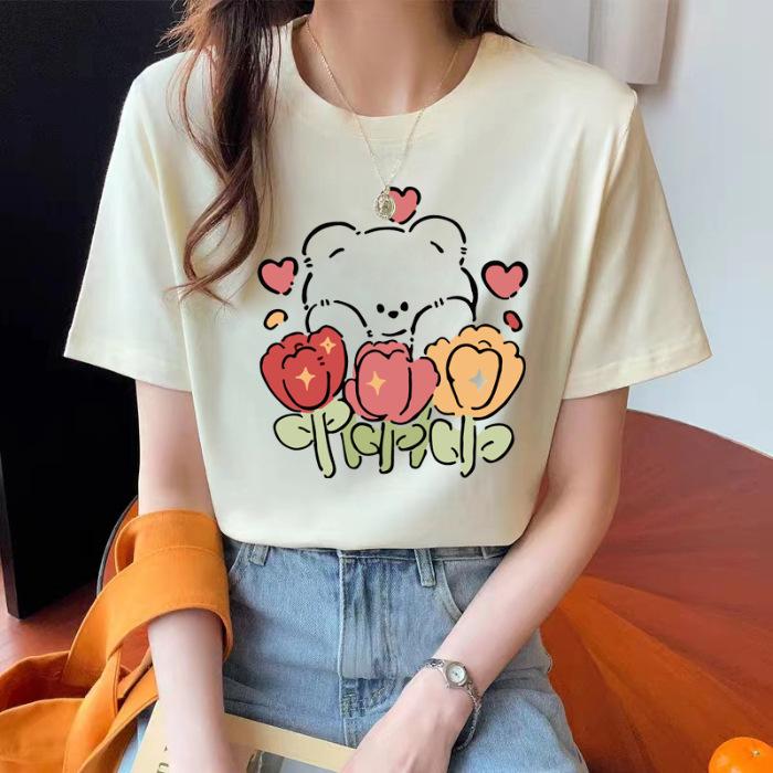 

Женская летняя футболка с коротким рукавом и круглым вырезом с принтом в виде мультфильма XXXL