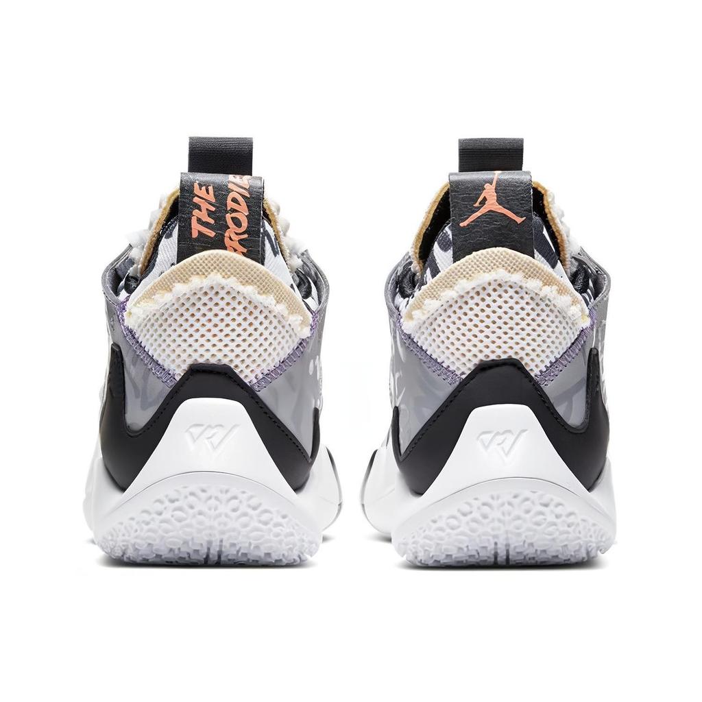 Jordan Why Not Zer0.2 SE GS Mid top Children's Basketball Shoes Gray Orange Teenagers CK0494-101