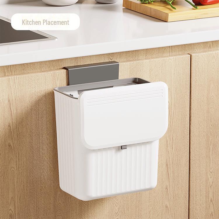 Wall-Mounted Sliding Cover Trash Can for Kitchen, Bathroom & Office