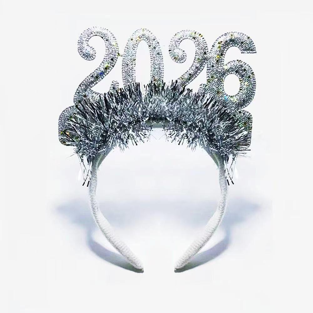 Sweet 2026 Happy New Year Headband Cute New Year Decorative Headdress Masquerade Party