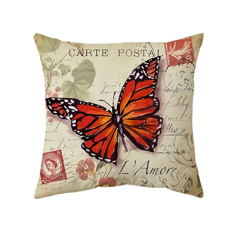 Наволочка декоративная льняная Бабочка для дома дивана изголовья кровати офиса подушка для поясничной поддержки 4545cm-1pcs 699₽