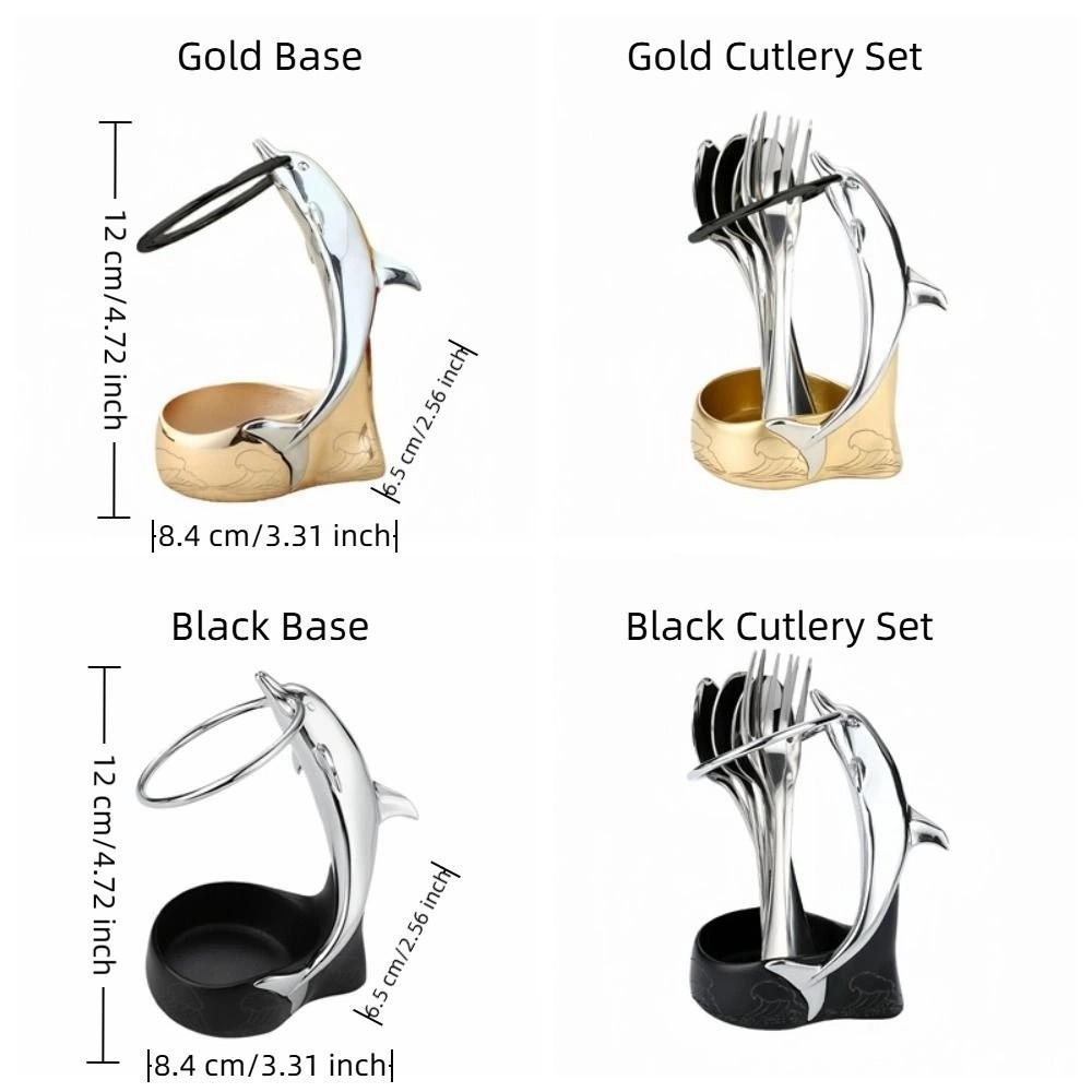 Cute Stainless Steel Dolphin Cutlery Holder Portable Decorative Dinnerware Set Fruit Fork Fruit Fork Set Home Decoration