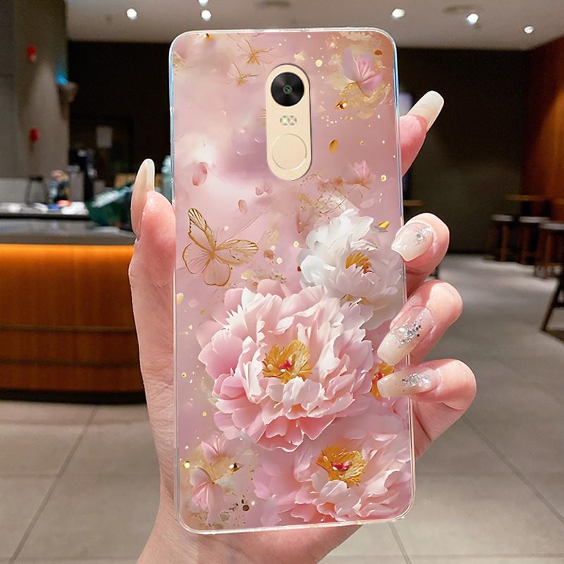 For Xiaomi Redmi Note 4 Case Clear Luxury Butterfly Flower Soft TPU Silicone Phone Cover For Redmi Note 4X Transparent Case