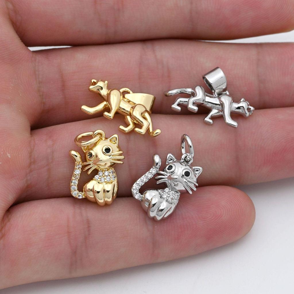 European & American Tiger Pendant Cat Necklace: Luxurious Zirconia 3D Animal Pendant DIY Accessory