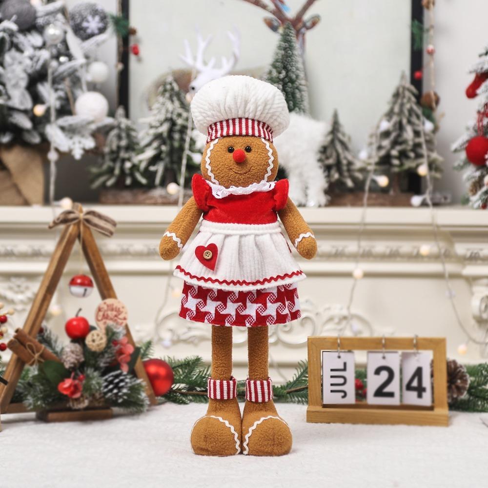 Christmas Decoration Telescopic Gingerbread Man Doll DIY Xmas Tree Decor Chef Hat Gingerbread Man Home Table Decor