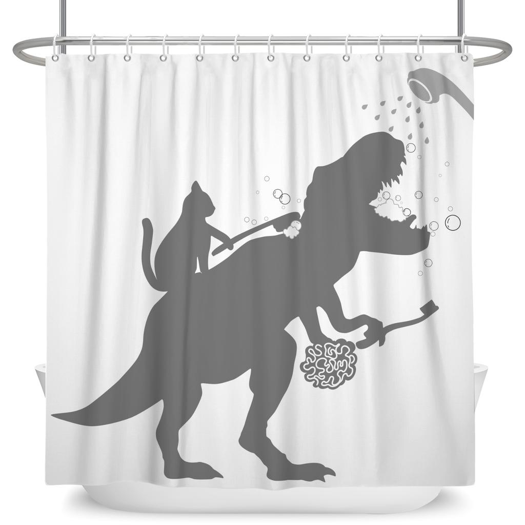 Cute Dinosaur Funny Animal Shower Curtains Bathroom Bathtub Decoration Waterproof Polyester Bath Curtain Home Decor with Hooks