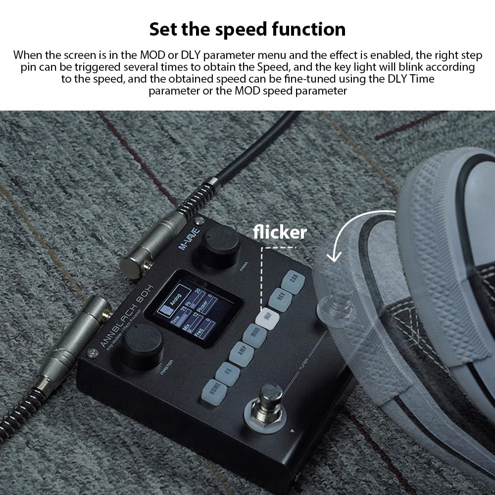 Btuty Guitar and Bass Amp Modeler Multi-Effect Processor M-VAVE 80 Presets 6 Effect Modules 3-Band EQ 20 Preamp IR Cab Slots LCD Screen Multi-Effect