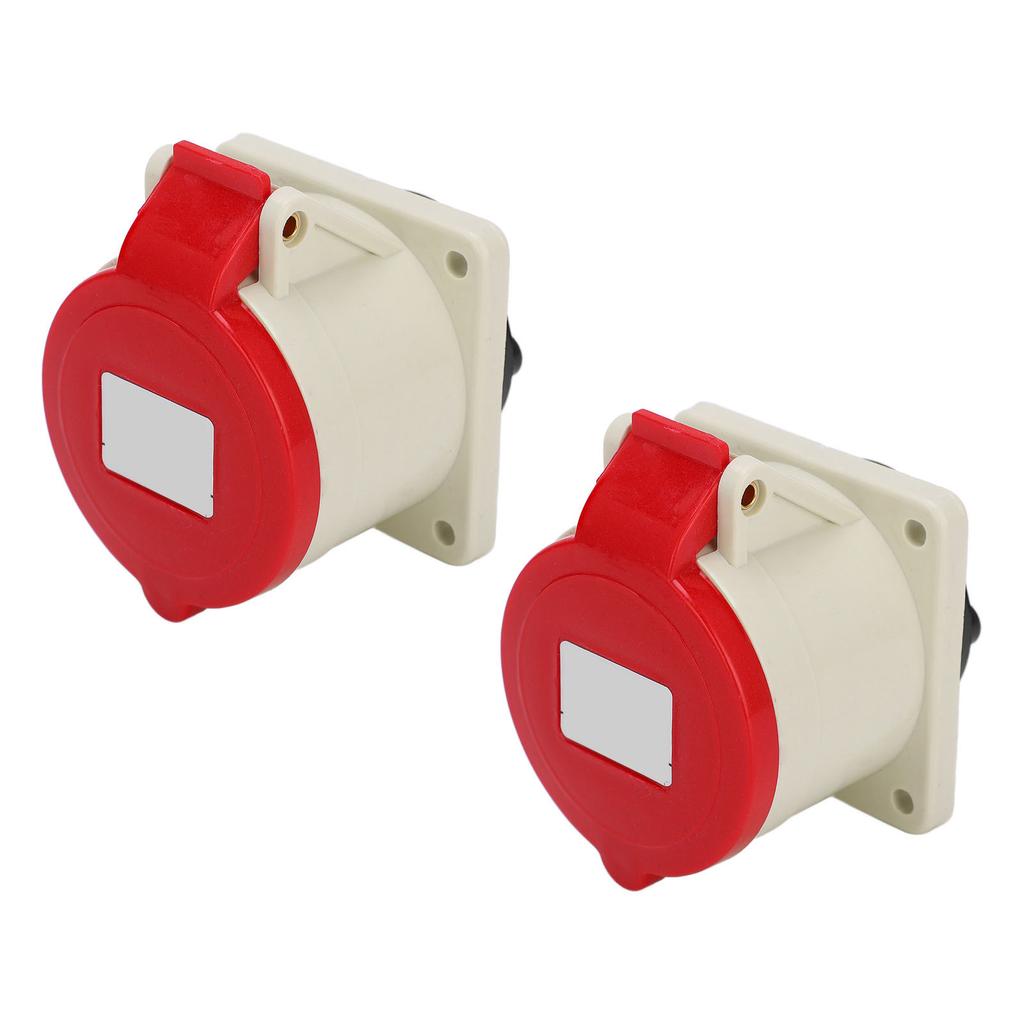 2pcs Industrial Plug Socket 3P+E 4 Pin Connector Waterproof for Construction Parking Lots Trailers 380415V 32A