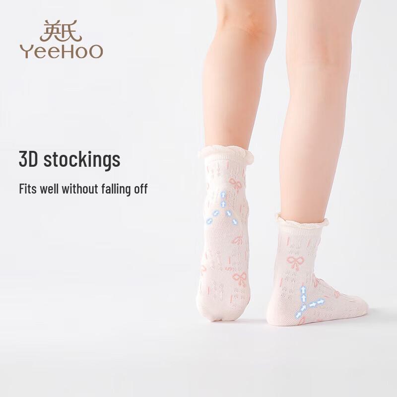 YEEHOO Girls' Lightweight Mesh Bowknot Mid-Calf Socks
