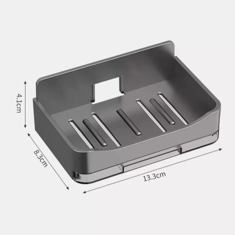 Soap Box Wall Mounted Soap Rack With Hooks Bathroom Draining Soap Mesh No Drilling Soap Dishes Household Drainage Storage Rack