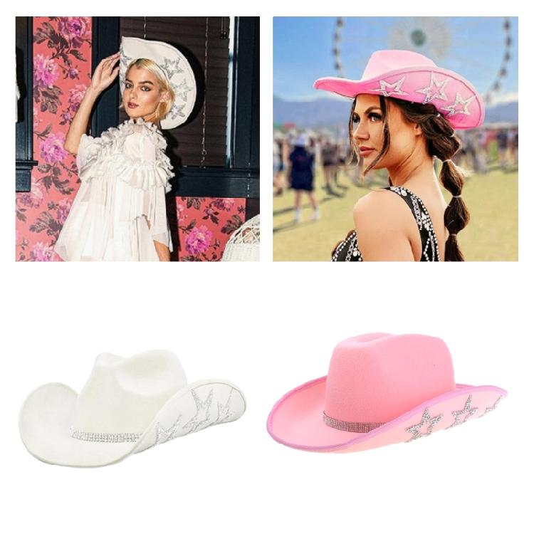 Rhinestone Woman Men Cowboy Hat for Christmas Elegant Ladies Prom Party Hat