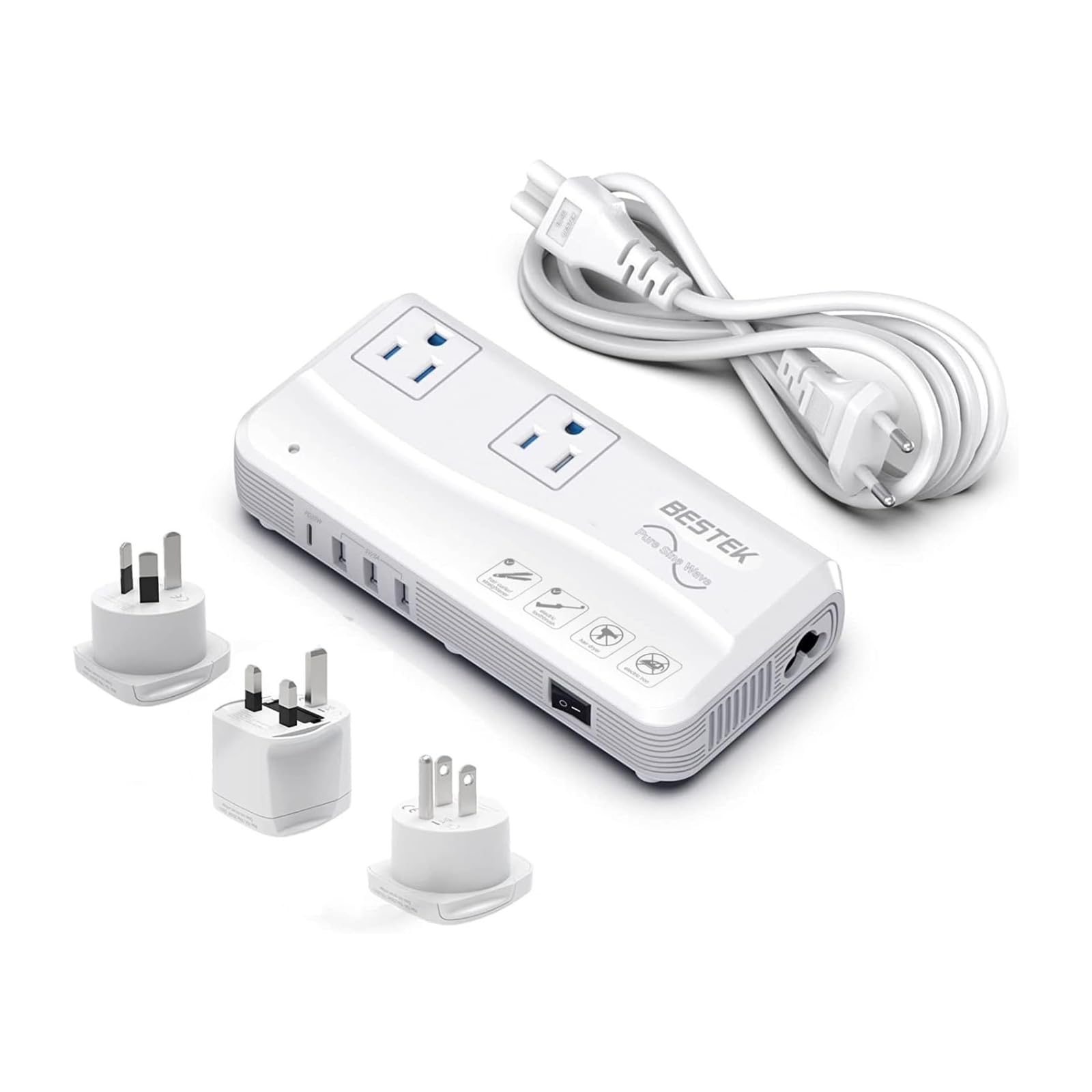 

BESTEK by the Ministry of Trade and Transformer for overseas travel Sine wave Conversion plug BF A O type included Overseas outlet 240V 230V 220V to