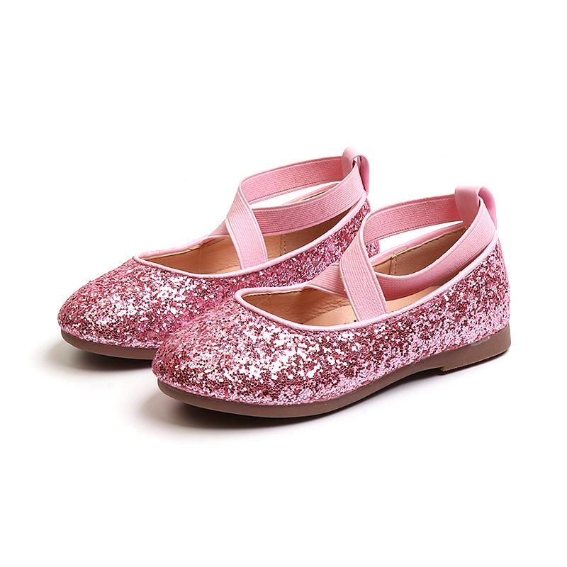 

Princess Glitter Leather Girls Shoes Soft Comfortable Shiny Sequined Kids Shoes Sweet Wedding Dress Party Flats 26