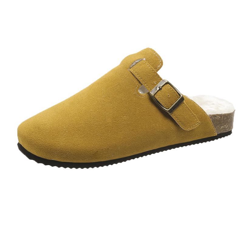 Plus Size Women's European & American Cork Closed-Toe Slippers - Trendy Roman-Inspired Half Slippers for Couples