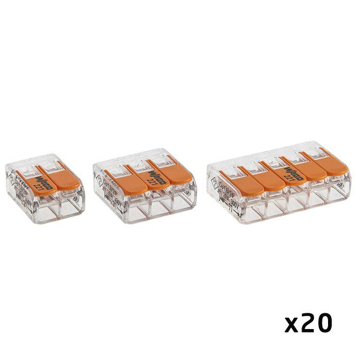 Blister Panaché De 20 Bornes De Connexion Automatique 2,3 Et 5 Entrées S221