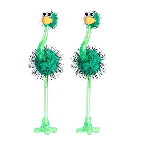Penne Peluche Cartone Animato Struzzo Penne a Sfera in Plastica, Penna Divertente Autoportante, Punta 0,5 mm, Accessori Decorativi da Tavolo Scrittura Pelosa