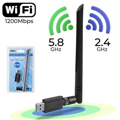 1200Mbps trådlös wifi-adapter 2.4G& 5G wifi-antenn Extern USB wifi-dongeladapter Wifi-nätverkskort för PC Window XP Linux