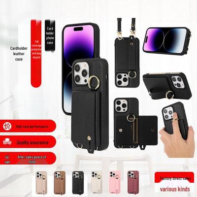 Leather Wrist Strap Phone Case with Card Holder for Apple 15 Pro/16 Pro Max/SE4