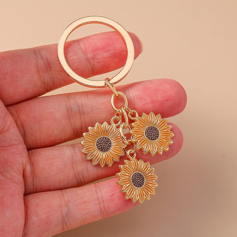 Niedlicher Emaille Sonnenblumen Schlüsselanhänger Frauen Mädchen Blume Schlüsselanhänger Anhänger für Handtaschen Deko DIY Handgefertigter Schmuck Geschenke