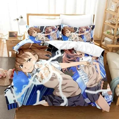 Nowy Zestaw Pościeli Misaka Mikoto Pojedynczy Bliźniak Pełny Queen King Size Zestaw do Łóżka Dorosły Dziecko Sypialnia Zestawy Poszwy na Kołdrę 3D Anime Zestaw Prześcieradeł