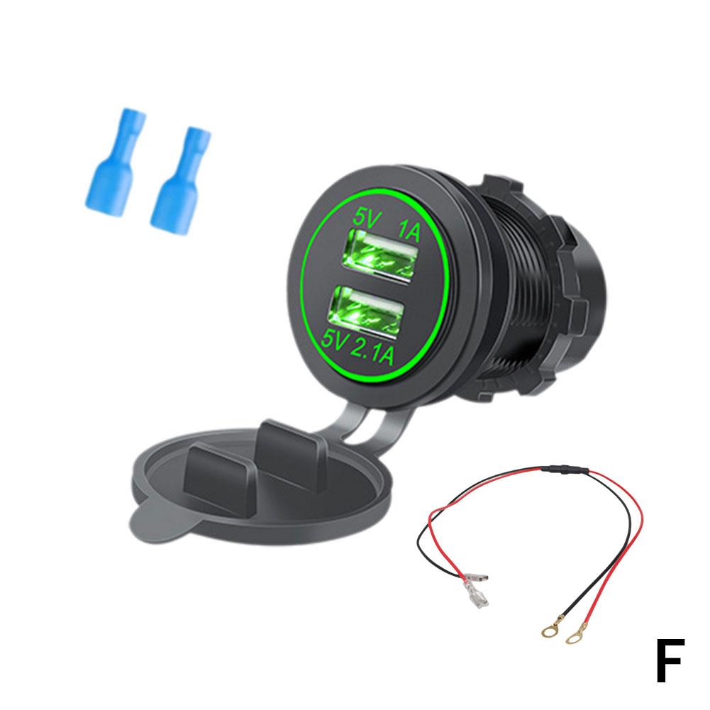 Universal Motorcycle Car Charger LED Light Dual USB Charger Power Socket Cigarette Waterproof Light For Auto Truck ATV Boat