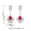 Beauty Influencer Pink Crystal Zircon Retro New Chinese Ruby Earrings Long Flower Tassel Accessories