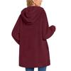 Women's Long Sleeve Button Pocket Casual Plush Hooded Jacket