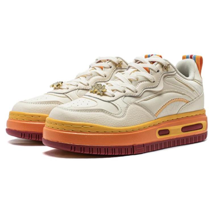 New LiNing Future C1 Anti Slip Wear Resistant Low Top Skateboard Shoes Women's Vanilla White AGCT500-4