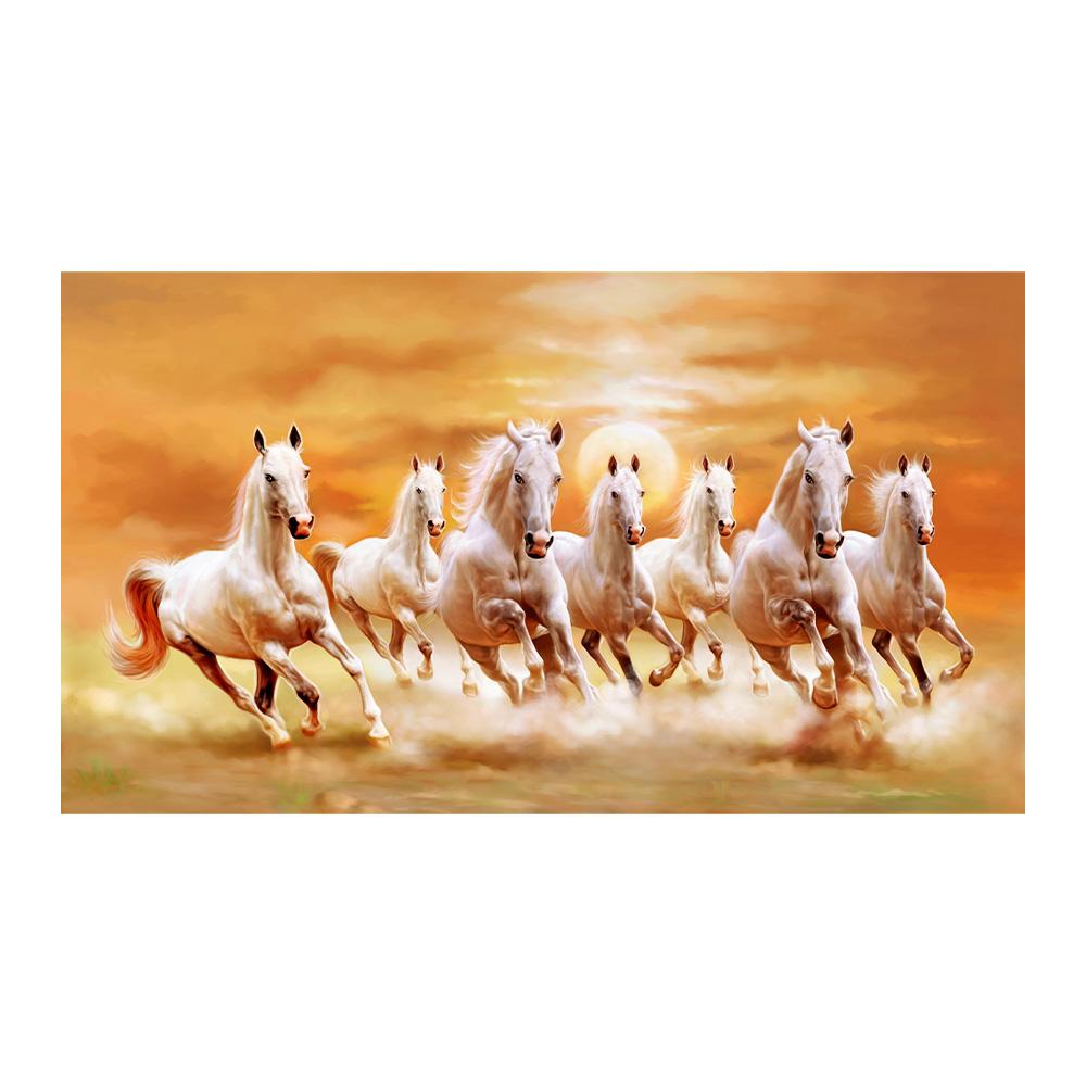 

Modern Simple Wall Art Running White Horses Sunset Scenery HD Canvas Printing Poster Home Living Room Bedroom Decoration 50x70cm