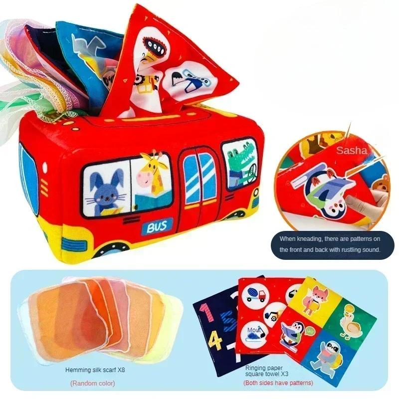 Baby Draw Paper Towel Tearing Tissue Box Baby Puzzle Early Education Montessori Children Cloth Toys Sensory Gift Montessori Toys