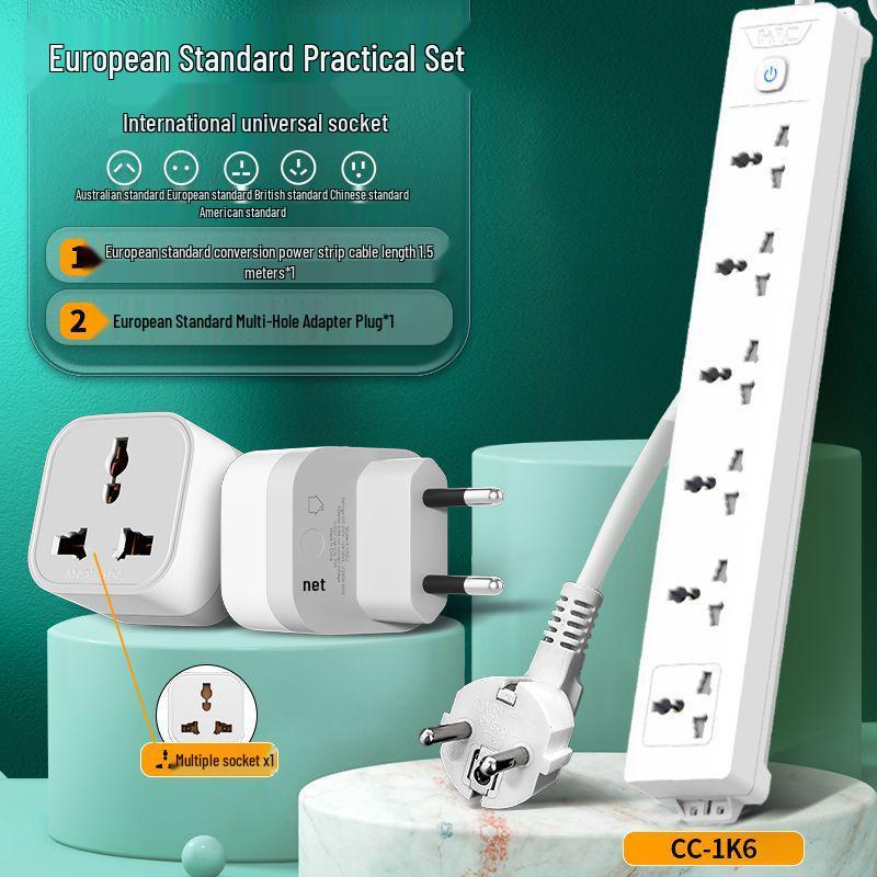 European Standard German Power Strip Extension Cord Adapter for Cross-Border Use