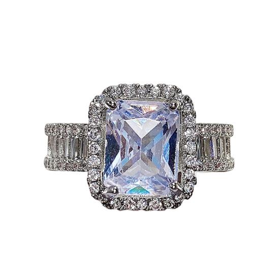 Wedding Band Shining Square Rhinestone Hypoallergenic Geometric Western Style Decorate Accessory Inlay Zircon Wide