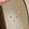 Collana con Ciondolo Quadrifoglio Colorato in Argento Sterling S925 Placcato Oro 14K per Donne