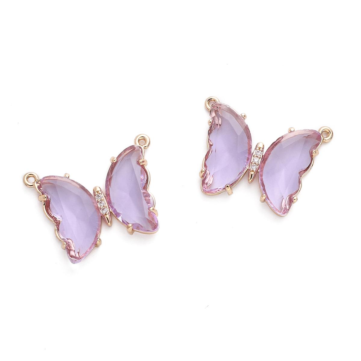 

Латунная подвеска-бабочка с кристаллом циркона, камень для серег, браслетов, ожерелья, аксессуары для изготовления ювелирных изделий своими руками 22x29mm фиолетовый
