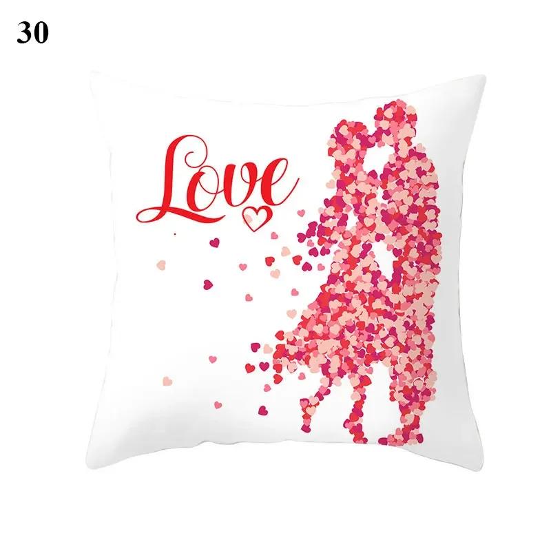 Valentine's Day Cushion Cover Red Heart Print Pillowcase  Sofa