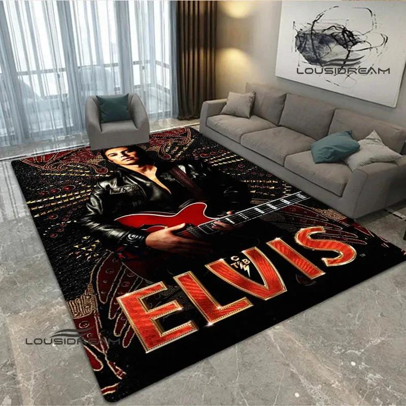 Tappeto Stampato Retro E-Elvis-Presley Tappeto per Soggiorno Camera da Letto Zerbino Antiscivolo Oggetti di Scena per Fotografia Tappeto Kawaii Regalo di Compleanno