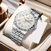 Montre pour homme Acier inoxydable Étanche Mode Non mécanique Lumineuse Calendrier Bracelet en acier Montre à quartz