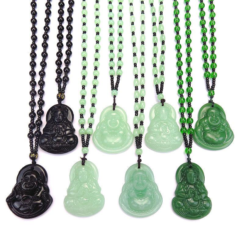 Classic Natural Chinese Buddha Pendant Jade Necklace Fashion Charm Jewelry Carved Blessing Lucky Amulet Gifts For Women Men