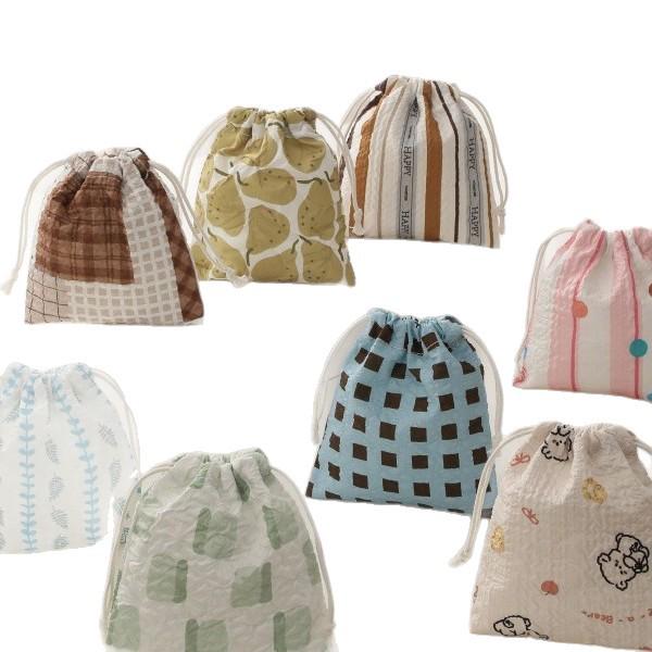 Cartoon Drawstring Backpack & Makeup Bag Set: Three-Piece Women's Storage Collection