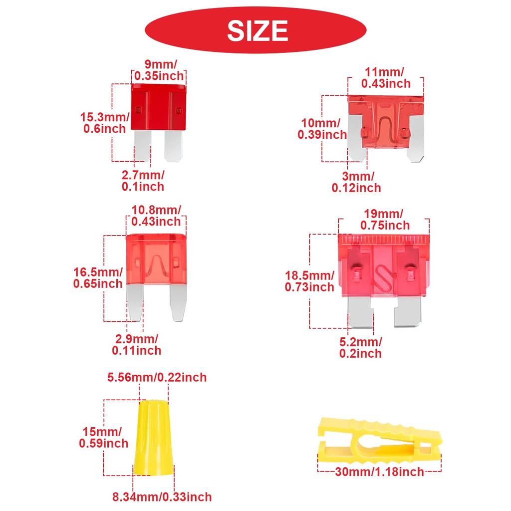 MKBKLLJY 170pcs Car Fuse Assortment Kit Type Car Fuse Standard Mini Micro2 Low