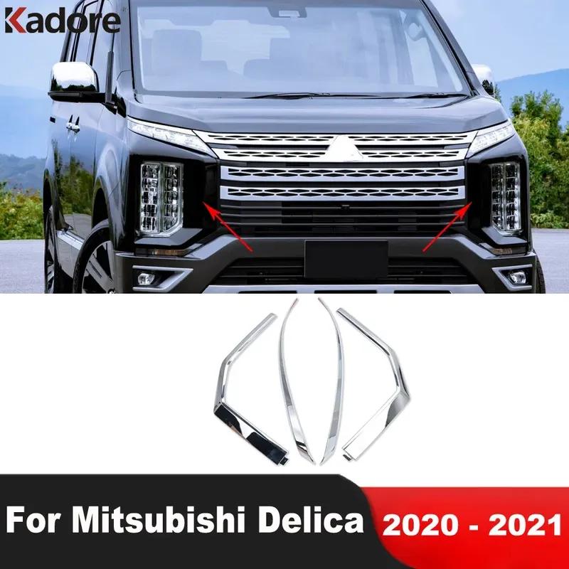 For Mitsubishi Delica D:5     Chrome Car Front Head Light Eyebrow Cover Trim Hedalight Eyelid Strip Accessories