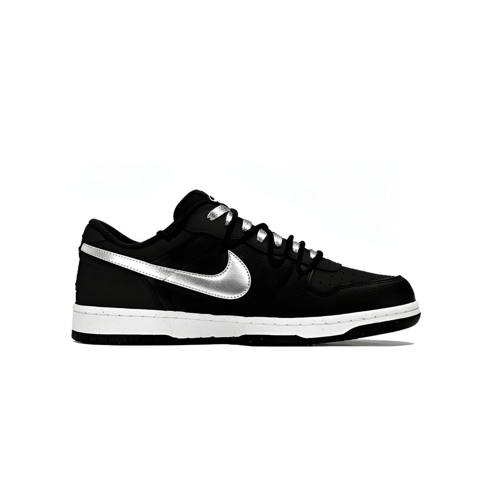Nike Big 'Silver Toe' Abrasion Resistant Low Top Skateboard Shoes Men's Black White 355152-016(Team1274-Silvertoe)
