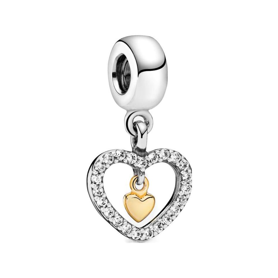 Pandora Forever In Heart 925 Silver 14K Gold Charm Pendant Women jewelry 791421CZ