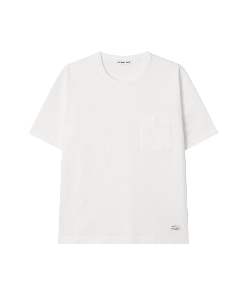 Oteumilkape Heavy Slub Cotton One-Pocket T-Shirt - Off White