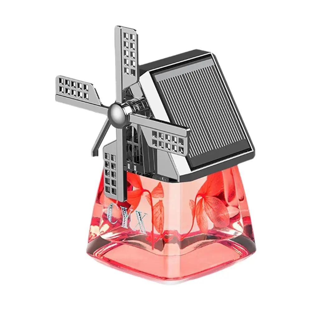 Windmill Aromatherapy Solar Car Air Freshener Solar Powered Rotating Car Interior Aromatherapy Oil Auto Decor Essential F3X1