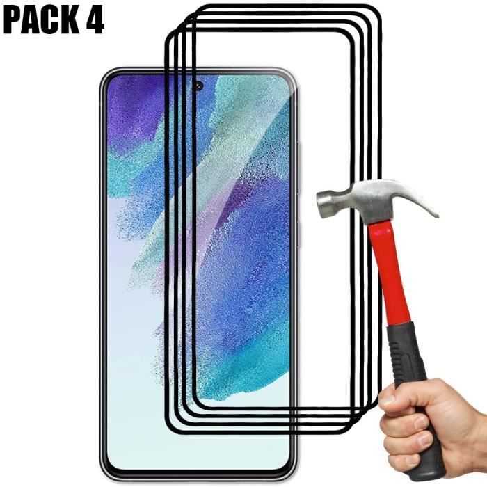 Lot 4 Verre Trémpé Pour Samsung S21 FE (6.4") Noir Protection écran Anti-Huile Vitre Protecteur Anti-Choc Anti Rayures