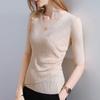 Bottom Shirt Women's Spring and Autumn New Women's Clothing Medium-sleeved Wool Sweater Design Sense Cross V-neck Waist Top